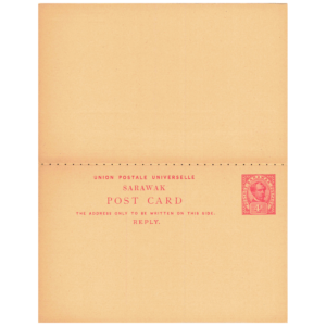 Sarawak 1900 4c + 4c reply carmine p.s. card (ISC P5)