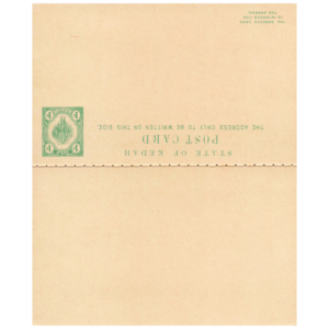 Kedah 1912 1c + 1c reply green p.s. card (ISC P2)