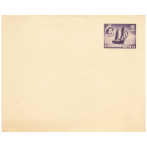 Singapore 1956 10c deep lilac Queen Elizabeth II p.s. envelope (ISC 2)